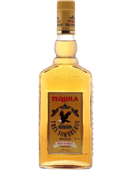 Текила "Tres Sombreros" Tequila Gold, 0.5 л